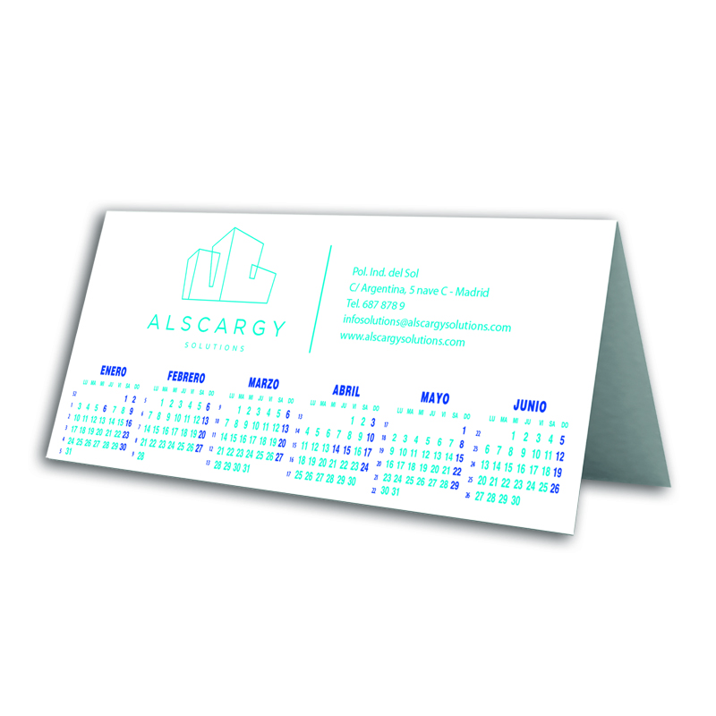 Calendario sobremesa semestral PVC 400 micras 22 cm. Personalizado.