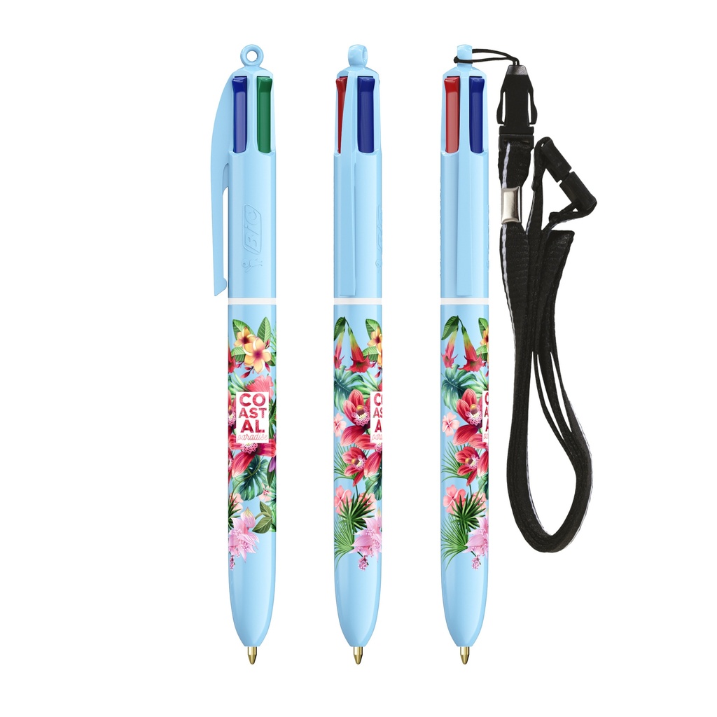 Bolígrafo BIC® 4 Colours® Pastel + lanyard