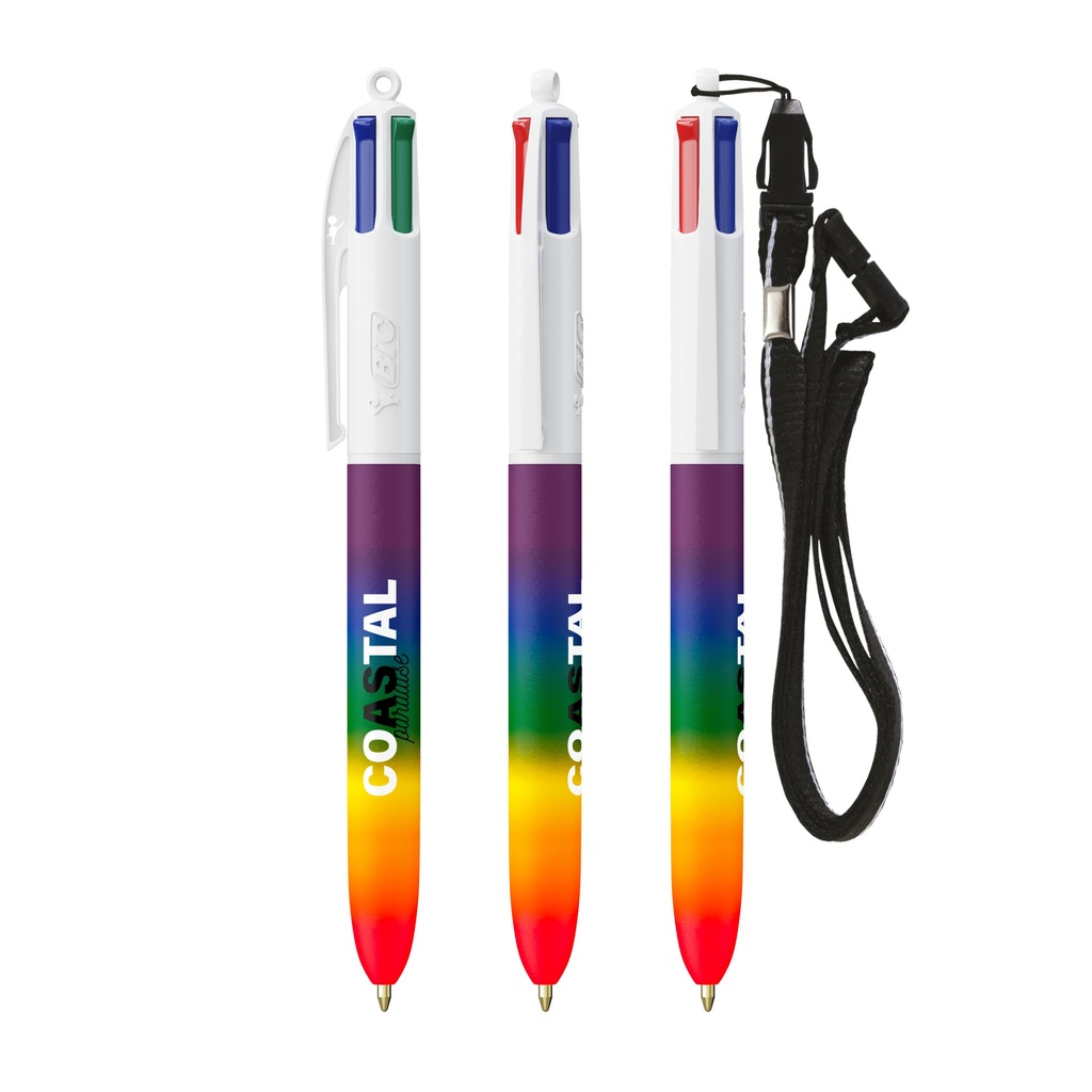 [3460001124] Bolígrafo BIC® 4 Colours® Rainbow Decor + lanyard