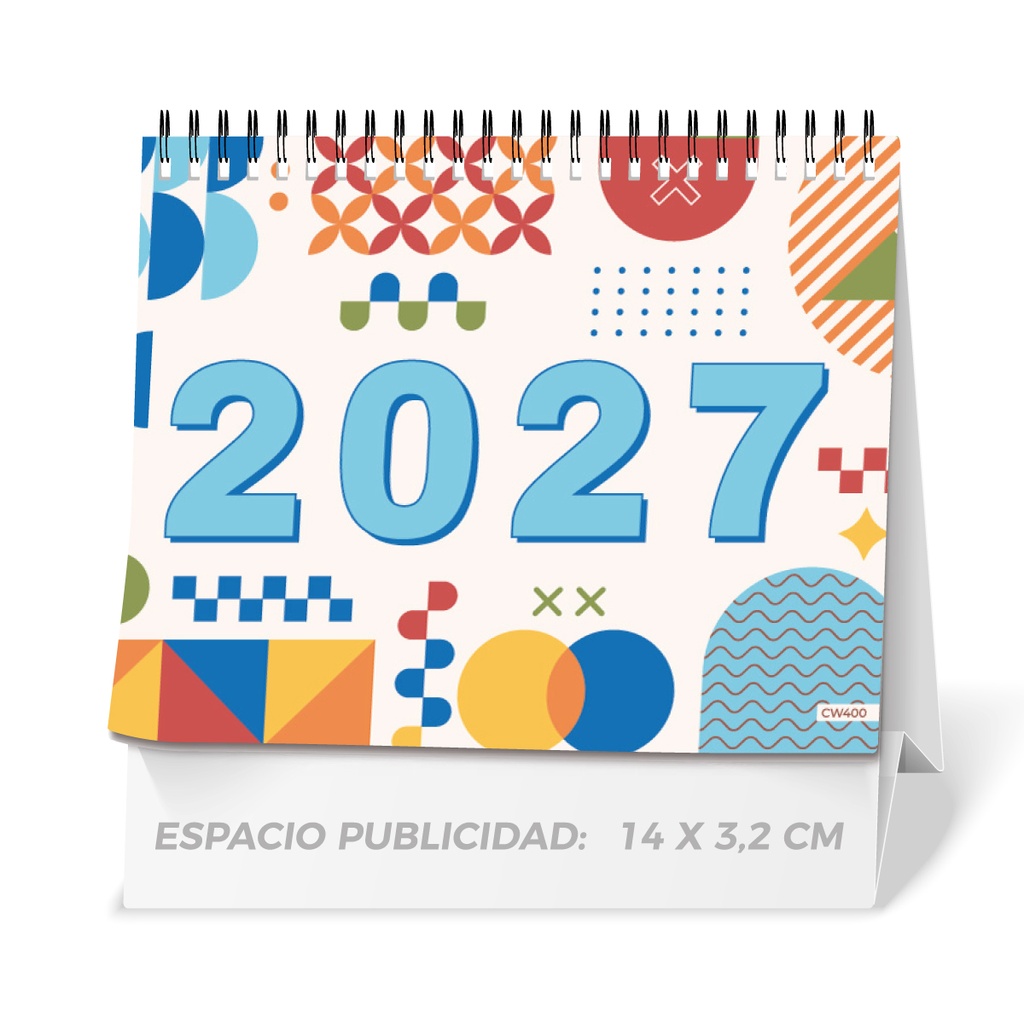 [CW400] Calendario sobremesa 16,5 cm. wire-0 maxi. Bilingüe.