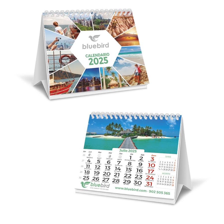 [P-8023-7hN01] Calendario de Sobremesa Maxi Personalizado (16,5 cm) (Mensual 7 H, Sin hoja extra, Blanco)