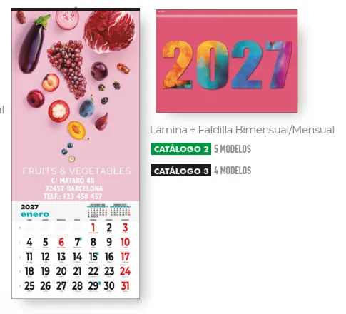 Calendario 31,5 cm. Con lamina personalizado.