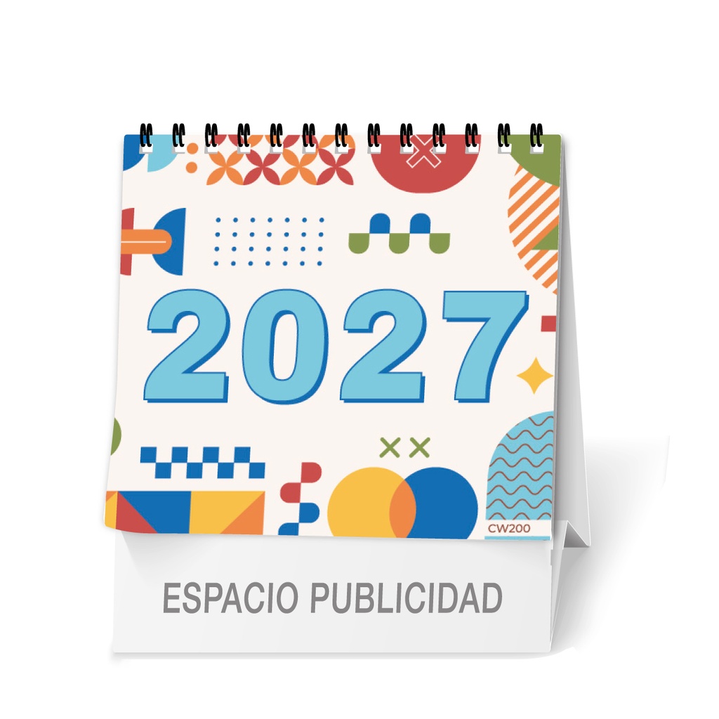 [CW200] Calendario sobremesa 9,7 cm. wire-0 mini (Mensual 7 H, Números)